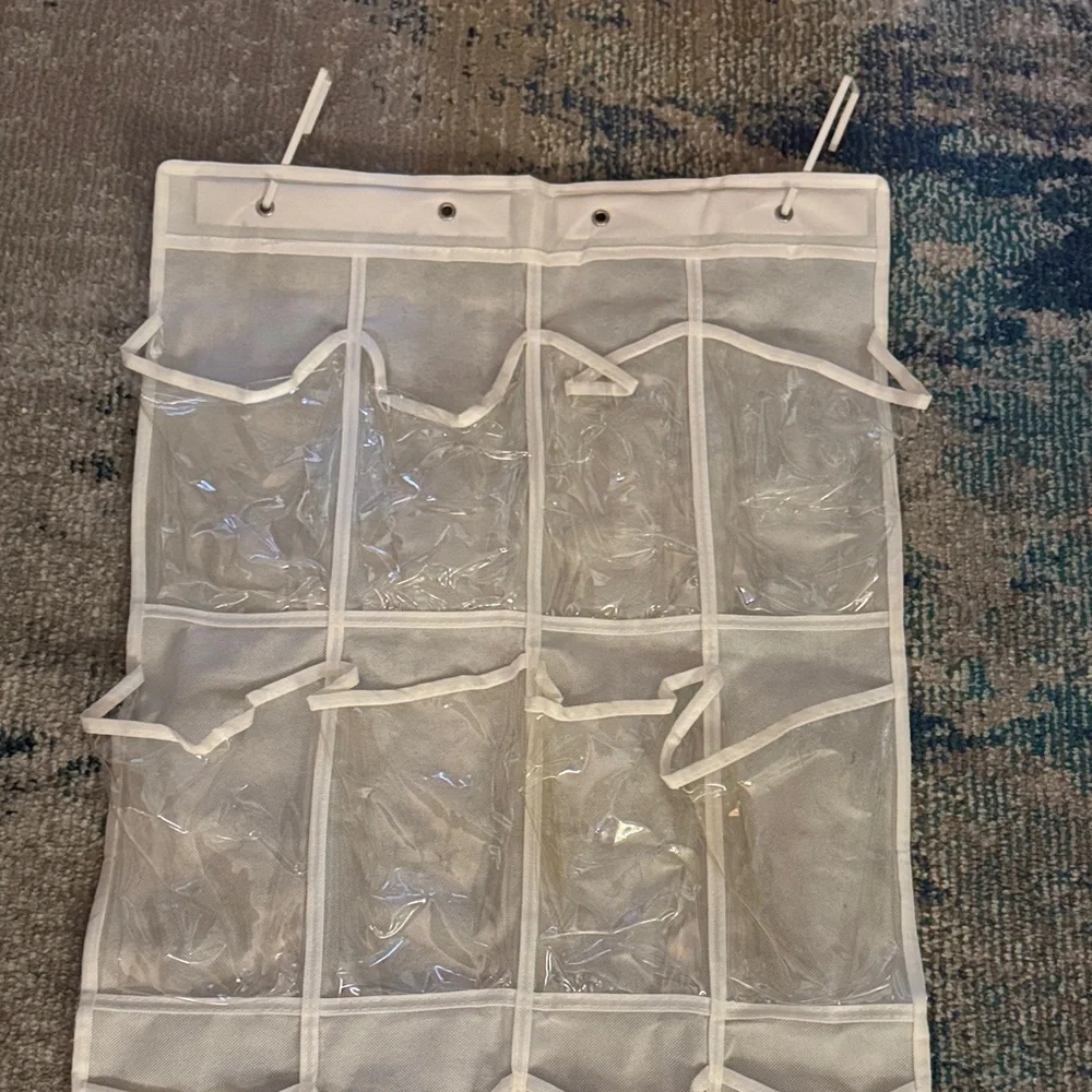 White Hanging Shoe Organizer 12 pouches